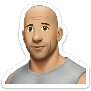 vin diesel cartoon wearing henley  sticker