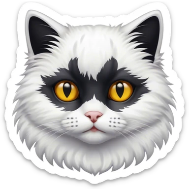 White cat with black spots with eyes covered sticker
