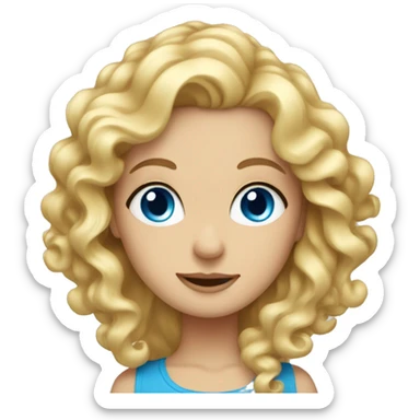 Blonde girl with blue eyes and curled hair  sticker