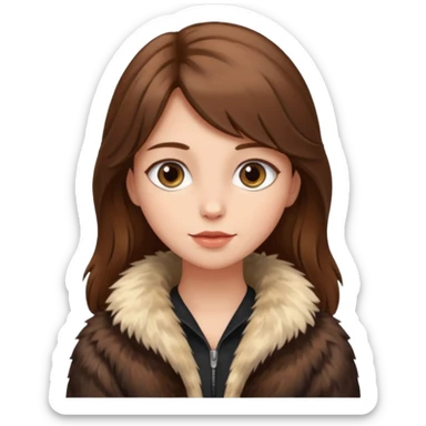 brown haired girl in furcoat sticker