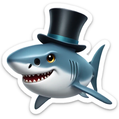 Shark with a top hat sticker