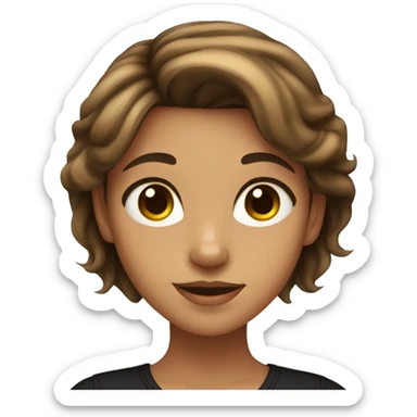 Girl with brown eyes and hair holding a black cat  sticker