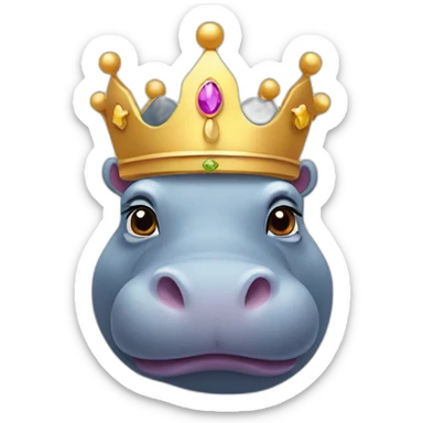 cute hippo in a crown sticker