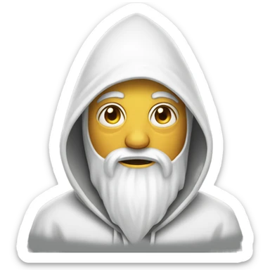Wizard in white pointed hoodie with face covered and eye holes sticker