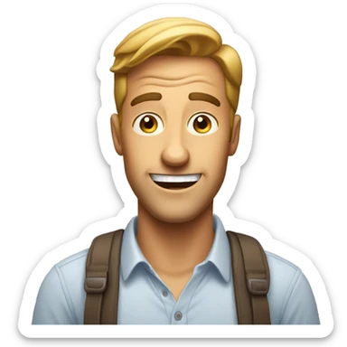 Smiling American Man have a surprised sticker