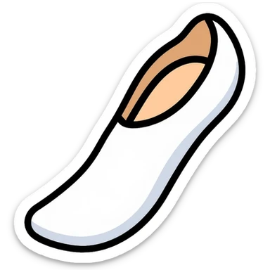 white sock cut open showing the inside insole texture from bottom view sticker