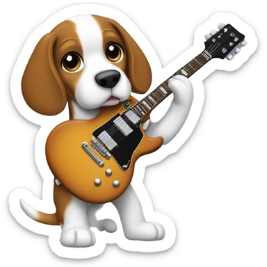 Beagle playing Gibson SG  sticker