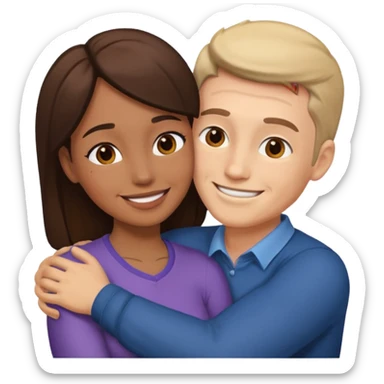 Two people hugging facing each other, one male one female sticker