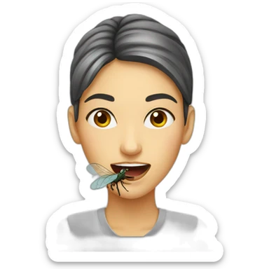 women-eating-fresh-insect sticker