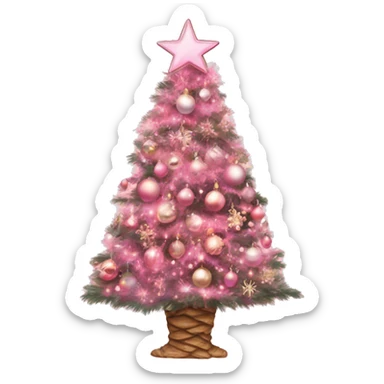 Christmas tree pink aesthetic and decorated sticker