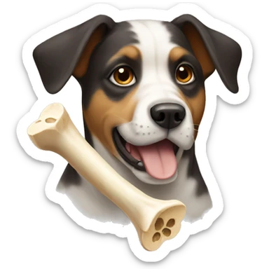 Dog with a bone in moth  sticker