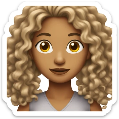 woman tan skin with long curly hair sticker
