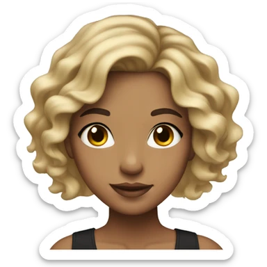 A girl with Latina makeup with wavy hair and brown hair with blonde highlights  sticker