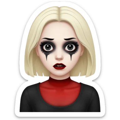 A realistic woman in horror, waist-length portrait sticker