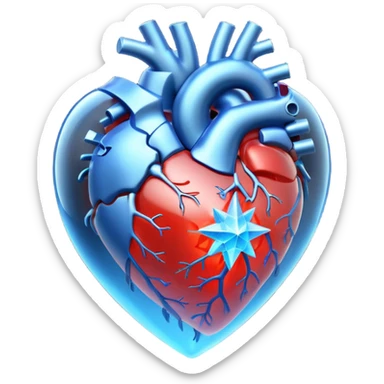 A translucent 3D heart with a sci-fi blue star inside sticker