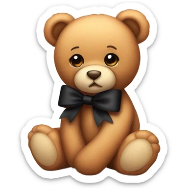 Cute teddy bear with black bow sticker