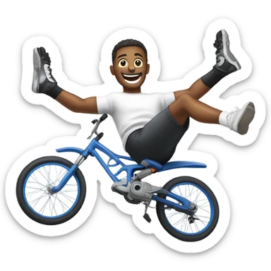 An emoji performing a bicycle kick (röveşata), with an athletic figure mid-air, leaning backward and executing a scissor motion with its legs sticker