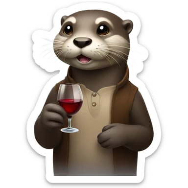 Otter holding wine glass  sticker