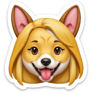 model girl with dog ears and dog tongue, styled like the iOS emoji Snapchat dog mask, winking sticker
