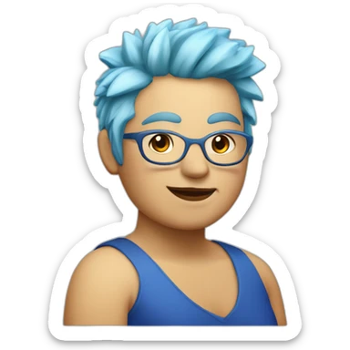 Older fat lesbian Chilean very short spiky bright blue hair sticker