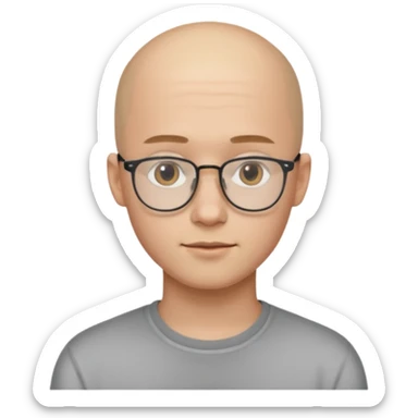 он лысый должен быть очень молодой парень лет 18 , очень тонкие очки, а так же борода нужно прямо еще моложе sticker