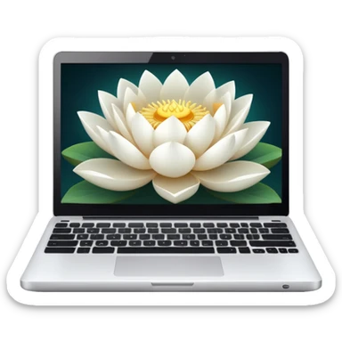 a laptop on a white lotus flower sticker