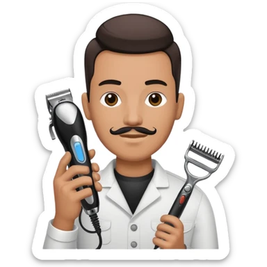 barber with clipper sticker