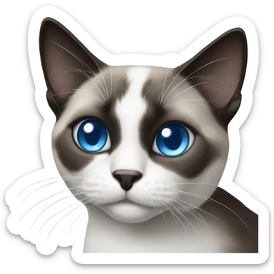 Black and white snowshoe cat with blue eyes sticker