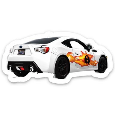 Batgirl and First Order Jet Trooper themed Scion FR-S with hot rod flame stickers on side of car  sticker