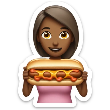 Woman eating hotdog sticker