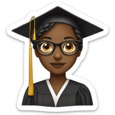 Black girl graduating with glasses  sticker