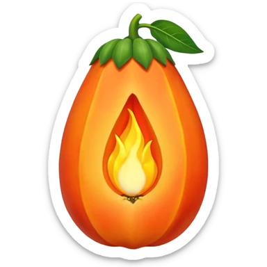 I want the shape and the color of the original papaya fruit, however, the fruit itself should be contitued by a flame sticker