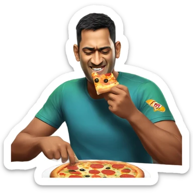 Ms dhoni eating pizza sticker