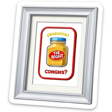 A ‘the price is right’ display that says ‘Drug or condiment?’ Instead of prices or numbers  sticker