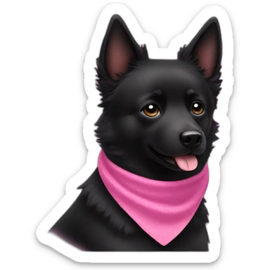 black schipperke that only have black hair, short hair and who wears a pink bandana around his neck sticker