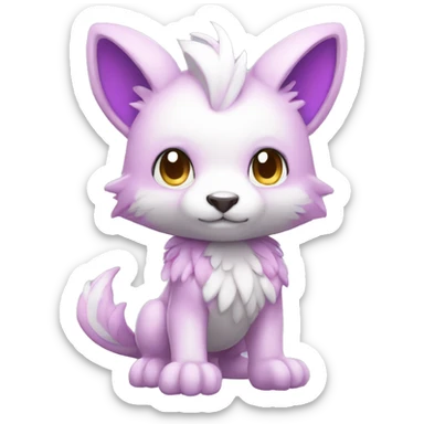 Cute cool white purple pink animal hybrid Fakemon full body sticker