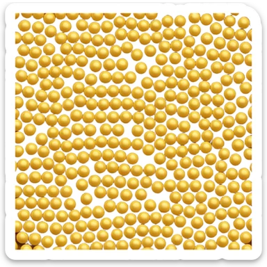 loose scatter of small round mustard seeds in warm yellow to light brown shades, matte finish, slightly rough texture, compact uniform seeds in a natural pile or light scatter, soft lighting, subtle shadows, emoji scale sticker
