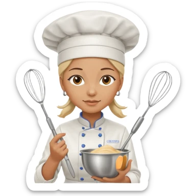 female chef holding whisk and bowl sticker