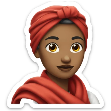 white woman Rosie the Riveter with red scarf shows biceps sticker