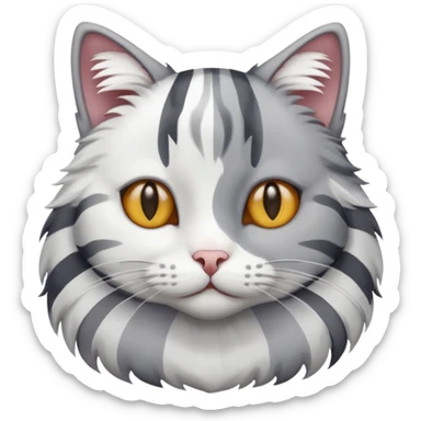 gato con rayas blancas y grises, distintos tonos  sticker