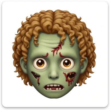 emoji de zumbi cabelo cacheado castanho claro e olho castanho sticker