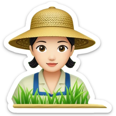 Cinematic Realistic image of a traditional rice farmer's hat, crafted from woven natural fibers with delicate texture details, set against a lush backdrop of vibrant green rice paddies under gentle, early morning light that evokes rural tradition. sticker