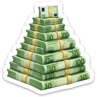a mountain of packs of euros sticker