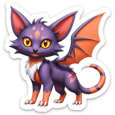Noivern-Noibat-Torracat-Litten-Lykoi-fusion sticker