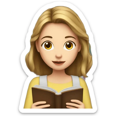 european girl reads a book sticker
