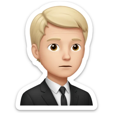 white man in formal suit thinking hard, looking up to left sticker