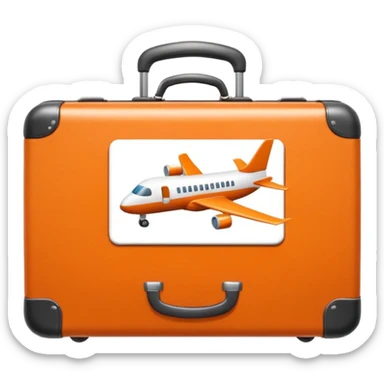 3D icon of a small calendar with a suitcase or airplane symbol, accented with #FF3D00, representing taking paid leave. Minimal and modern. sticker