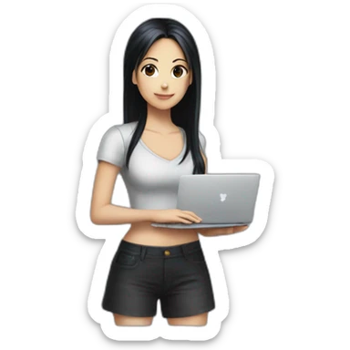nico robin  with a macbook sticker