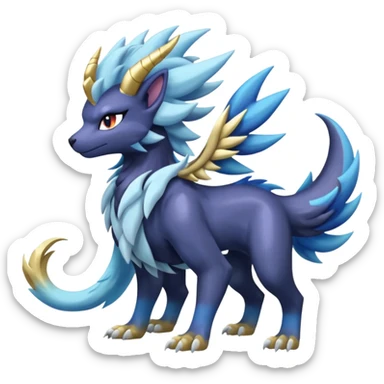 Shiny Sunny furry scaly painted Asian pastel-gradient Absol-Solgaleo-Luxray-Suicune-fusion sticker