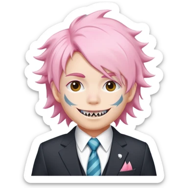 Fluffy colour pink ca director in sut shark teeth sticker